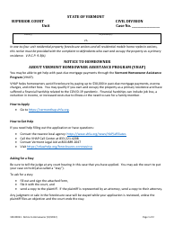 Form 100-00033 Notice to Homeowner About Vermont Homeowner Assistance Program (Vhap) - Vermont