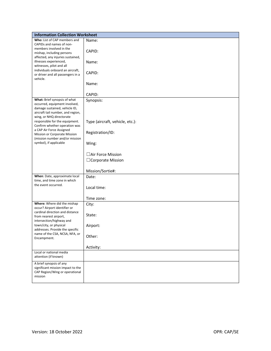 Information Collection Worksheet - Fill Out, Sign Online and Download ...