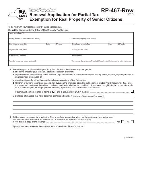 Form RP-467-RNW  Printable Pdf