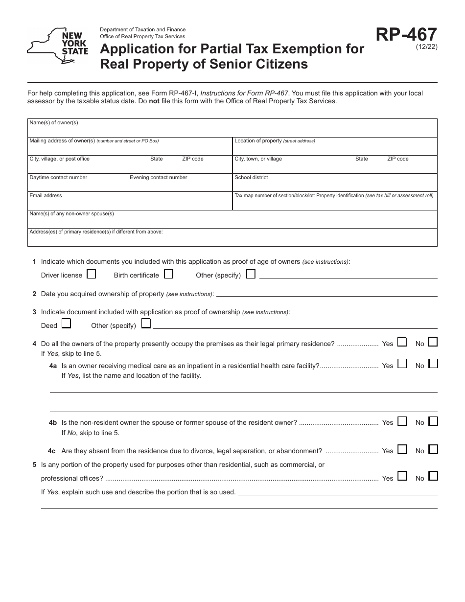 Form RP467 Fill Out, Sign Online and Download Fillable PDF, New York