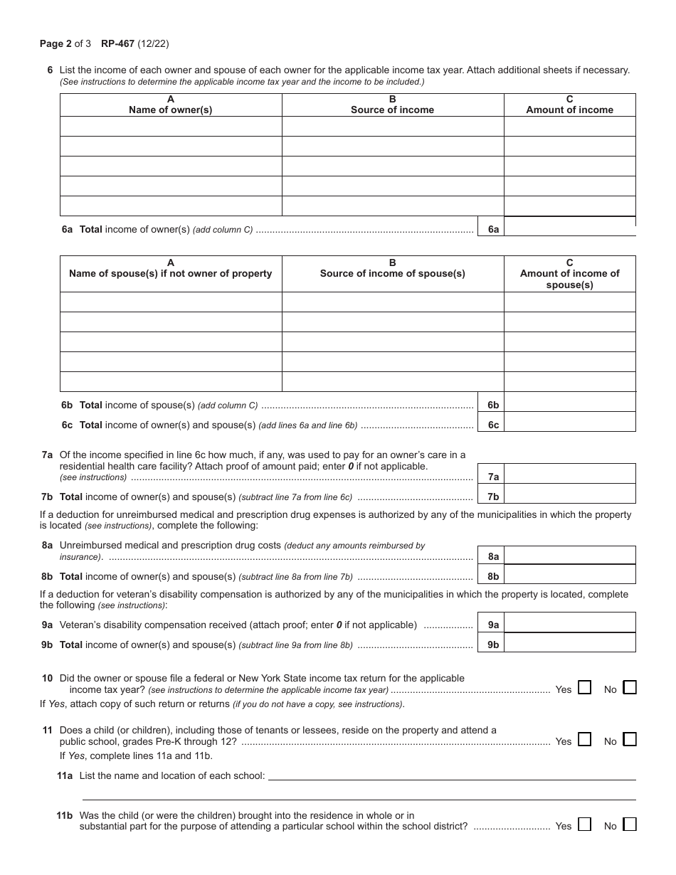 Form RP-467 Download Fillable PDF or Fill Online Application for ...