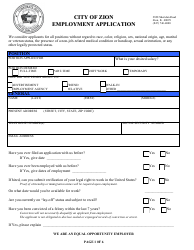 Document preview: Employment Application - City of Zion, Illinois