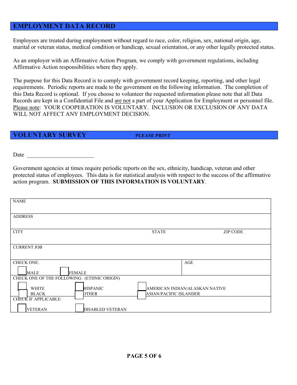 Employment Application - City of Zion, Illinois, Page 5