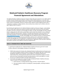 Financial Agreement and Attestations - Medicaid Pediatric Healthcare Recovery Program - Rhode Island