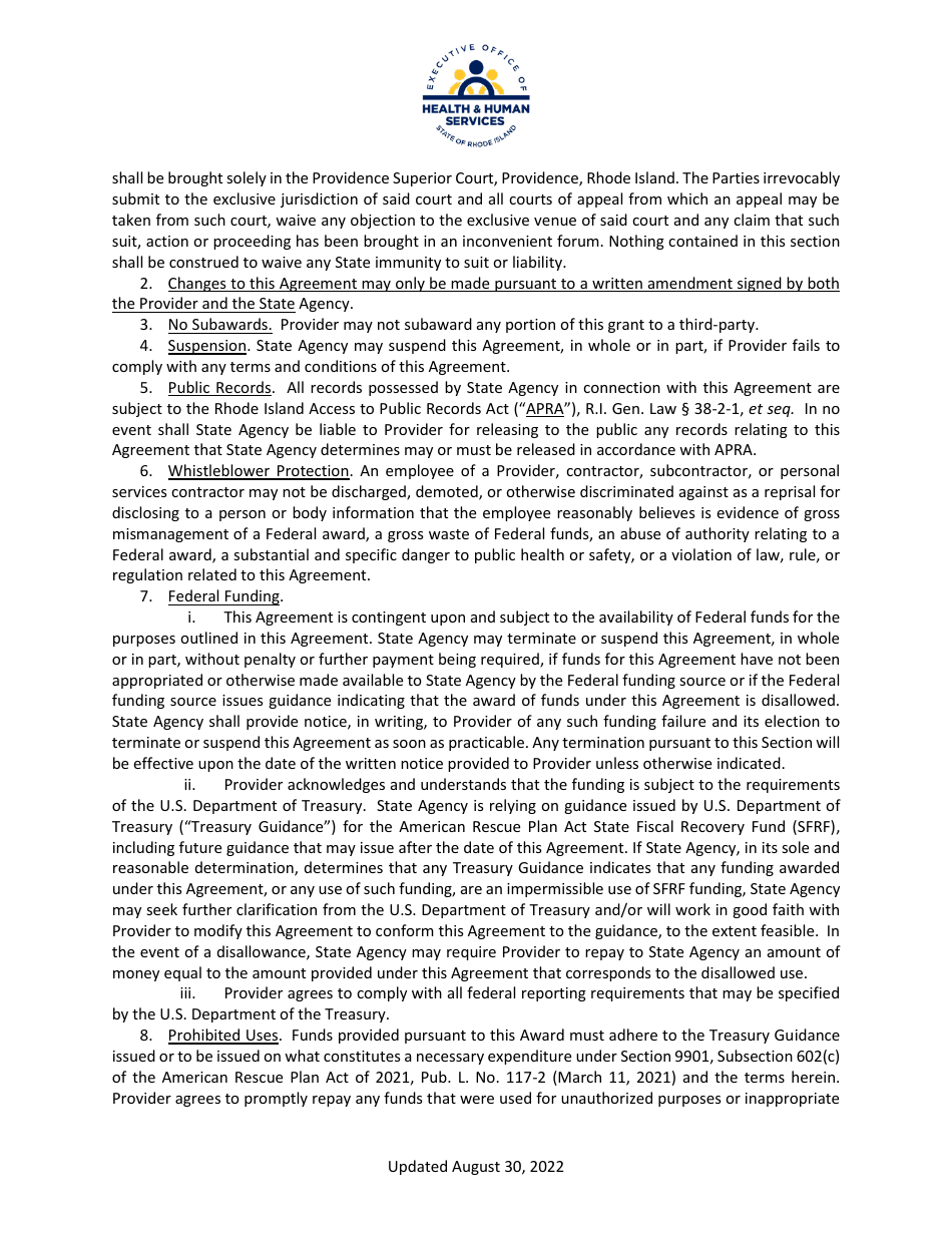 Financial Agreement and Attestations - Medicaid Pediatric Healthcare Recovery Program - Rhode Island, Page 3