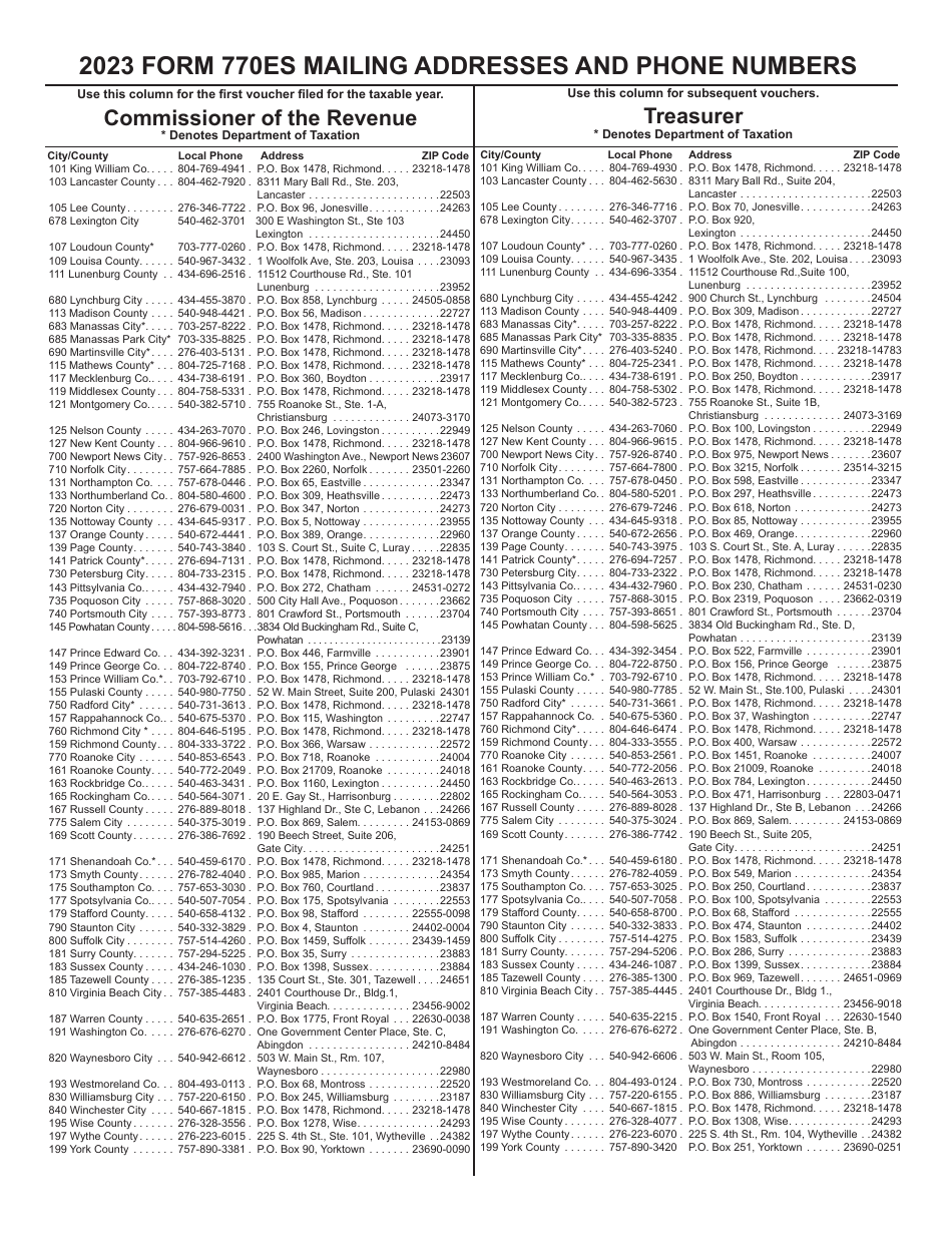 Form 770ES Virginia Estimated Income Tax Payment Vouchers for Estates, Trusts, and Pass Through Entities Filing on Behalf of Unified Nonresidents - Virginia, Page 8