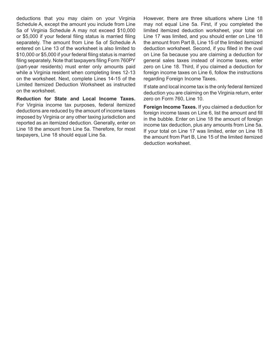 Instructions for Schedule A Itemized Deductions - Virginia, Page 2