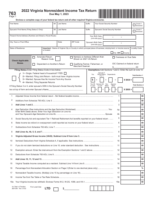 Form 763 2022 Printable Pdf