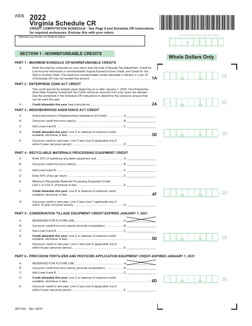 Schedule CR 2022 Printable Pdf