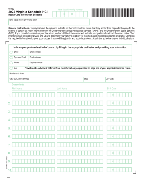 Schedule HCI 2022 Printable Pdf