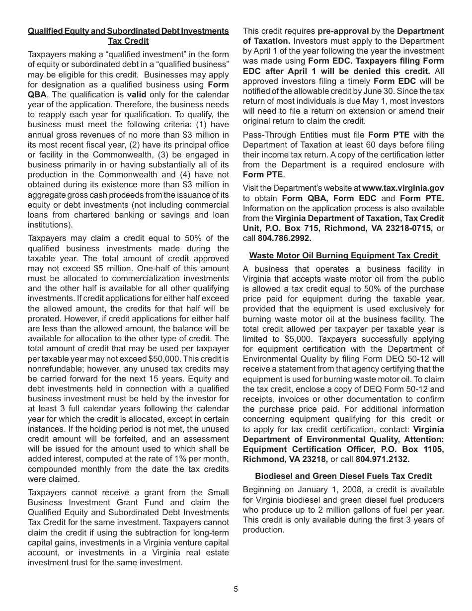Instructions for Form 760, 760PY, 763, 765 Schedule CR - Virginia, Page 5