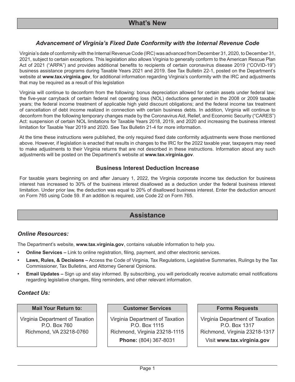 Instructions for Form 765 Unified Nonresident Individual Income Tax Return (Composite Return) - Virginia, Page 3