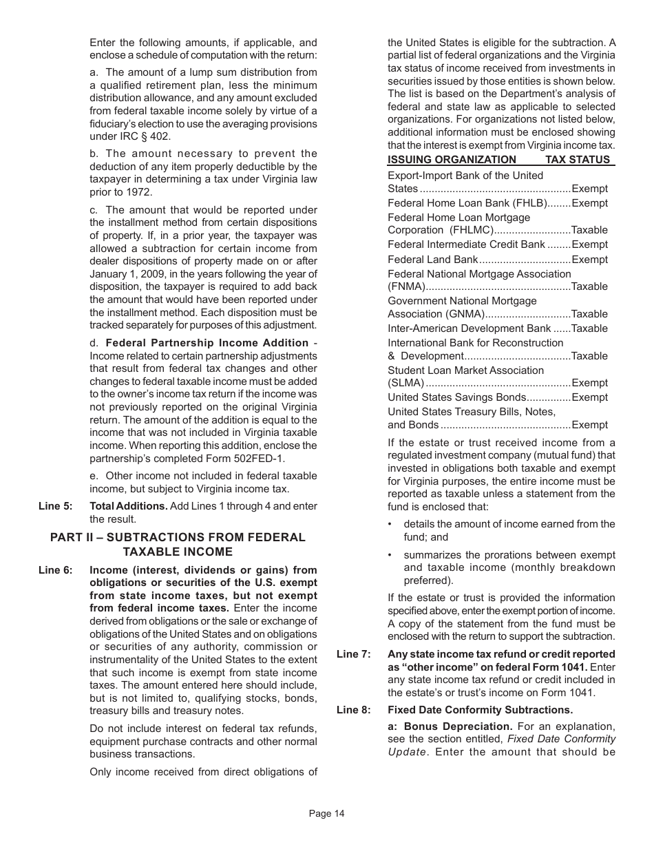 Instructions for Form 770 Virginia Fiduciary Income Tax Return - Virginia, Page 16