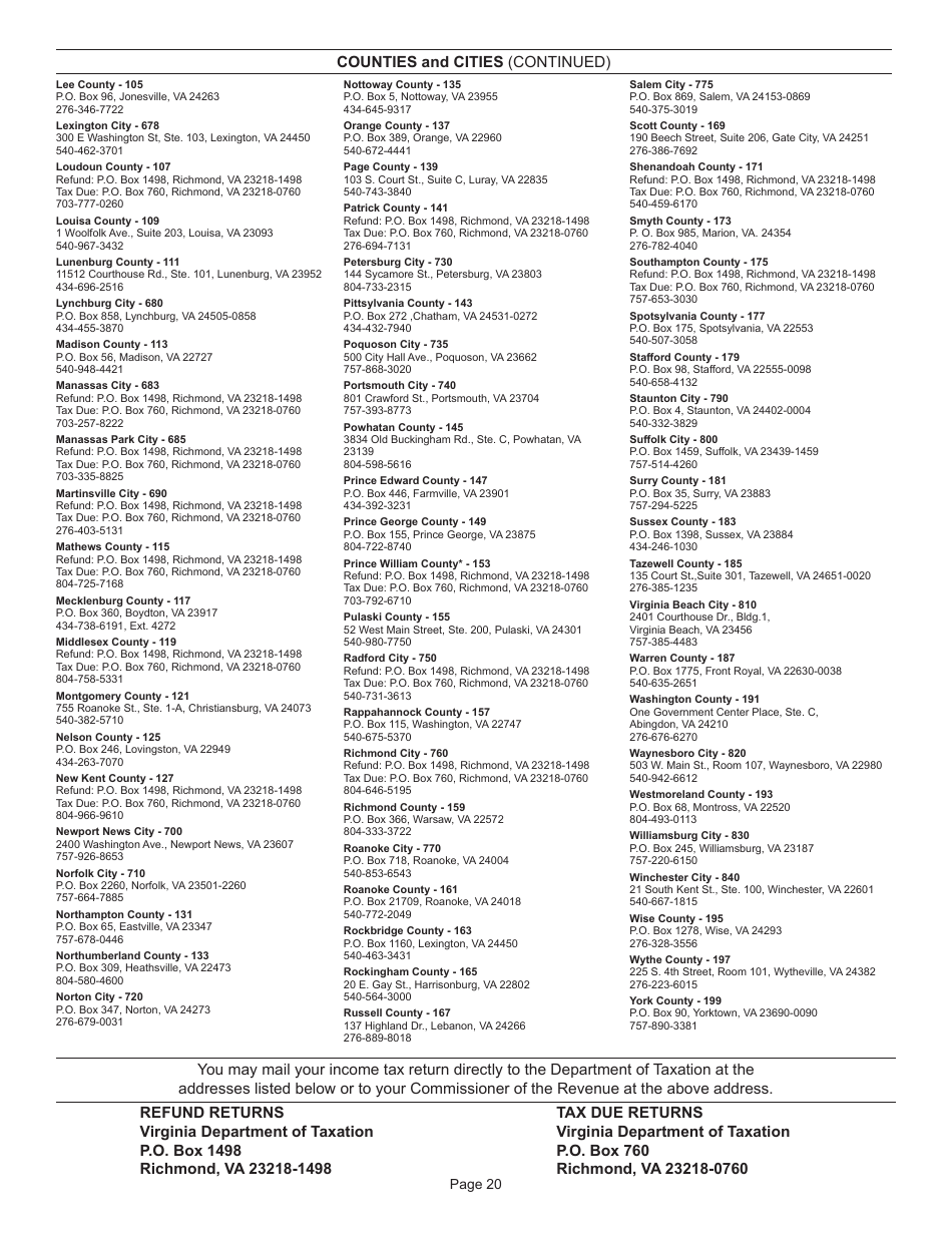 Instructions for Form 770 Virginia Fiduciary Income Tax Return - Virginia, Page 22