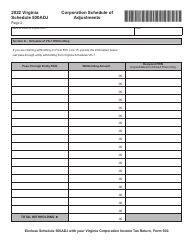 Schedule 500ADJ Corporation Schedule of Adjustments - Virginia, Page 2