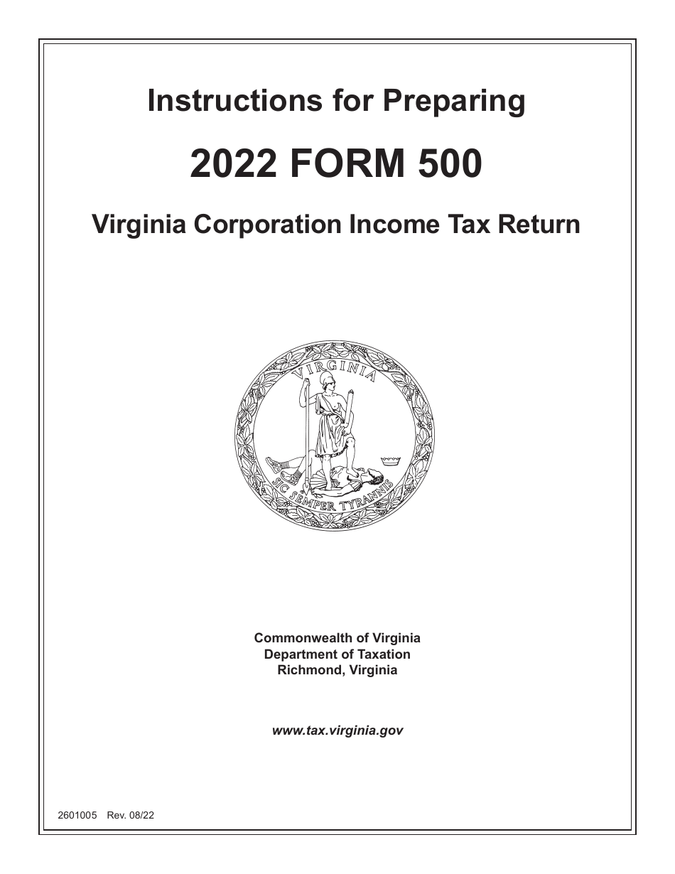 Instructions for Form 500 Virginia Corporation Income Tax Return - Virginia, Page 1