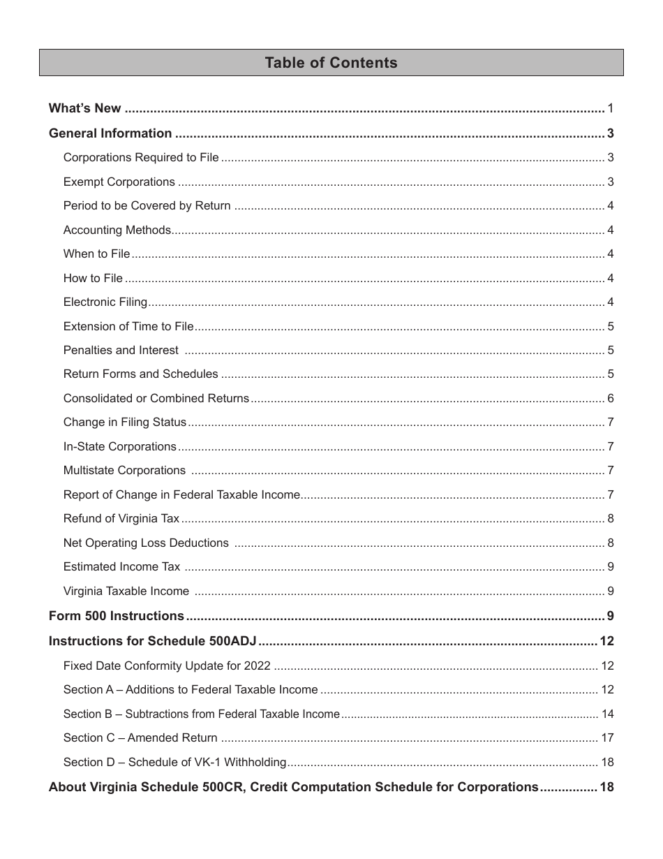 Instructions for Form 500 Virginia Corporation Income Tax Return - Virginia, Page 2