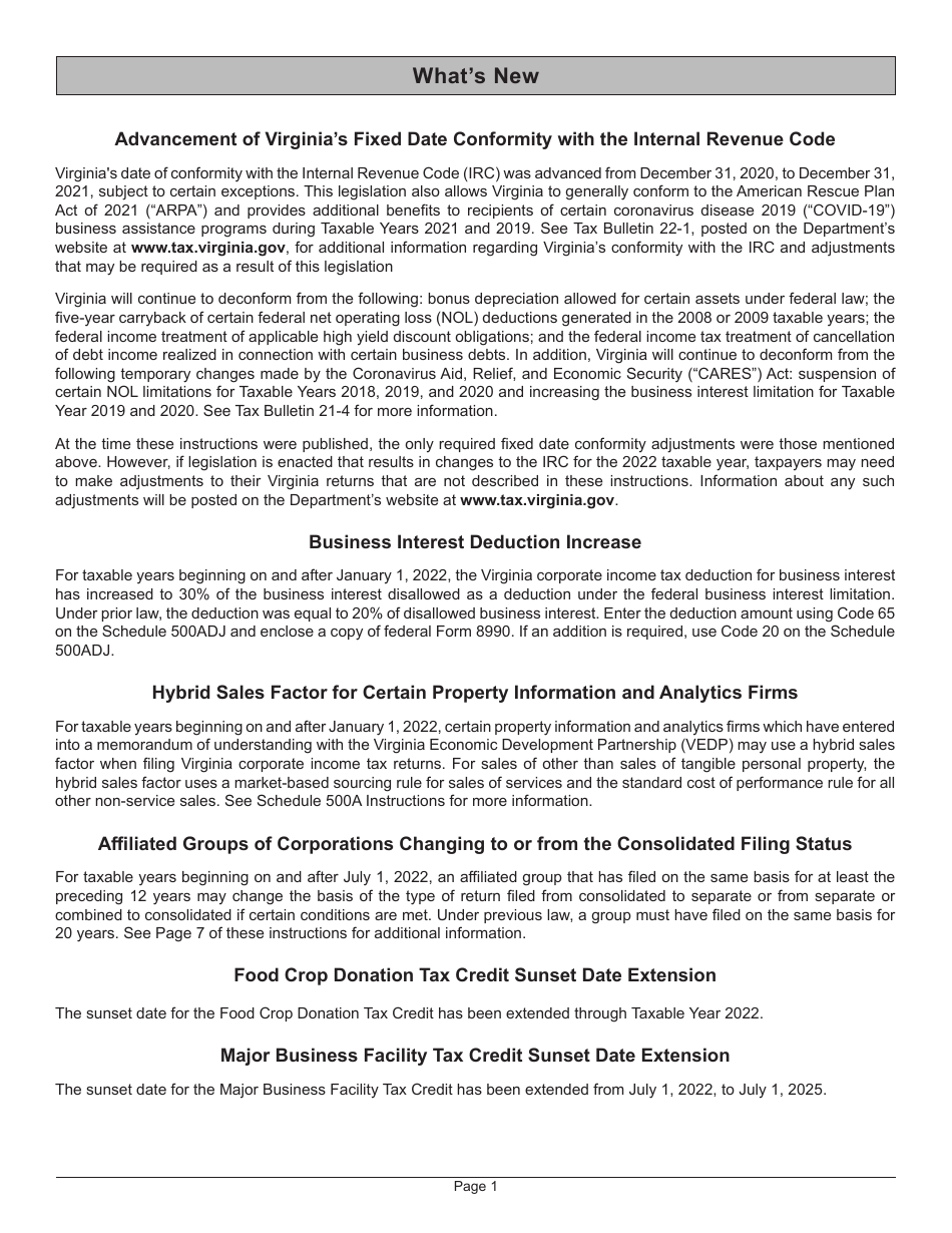 Instructions for Form 500 Virginia Corporation Income Tax Return - Virginia, Page 3