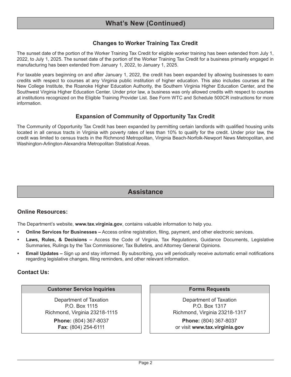 Instructions for Form 500 Virginia Corporation Income Tax Return - Virginia, Page 4