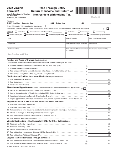 Form 502 2022 Printable Pdf