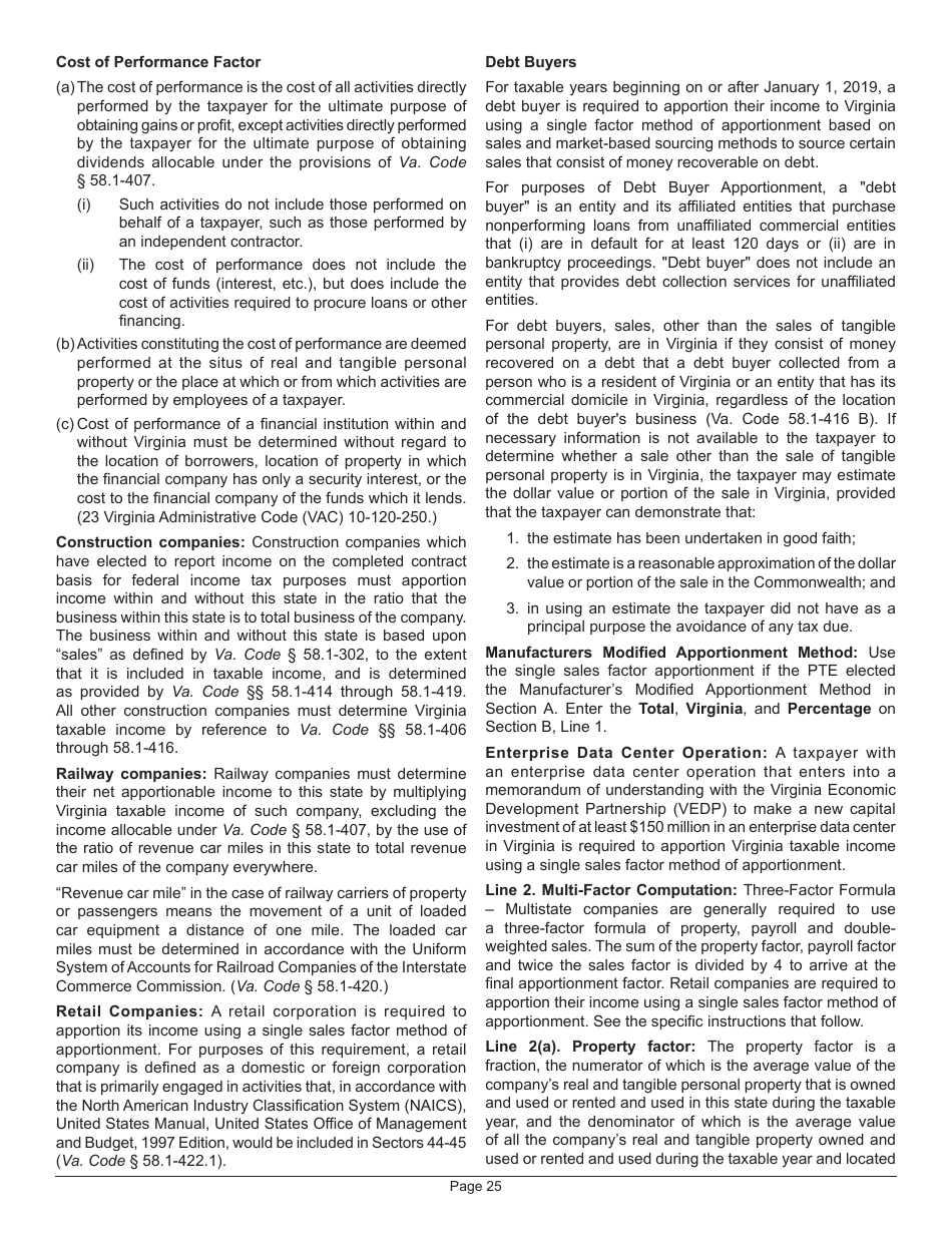 Instructions for Form 502 Pass-Through Entity Return of Income and Return of Nonresident Withholding Tax - Virginia, Page 29
