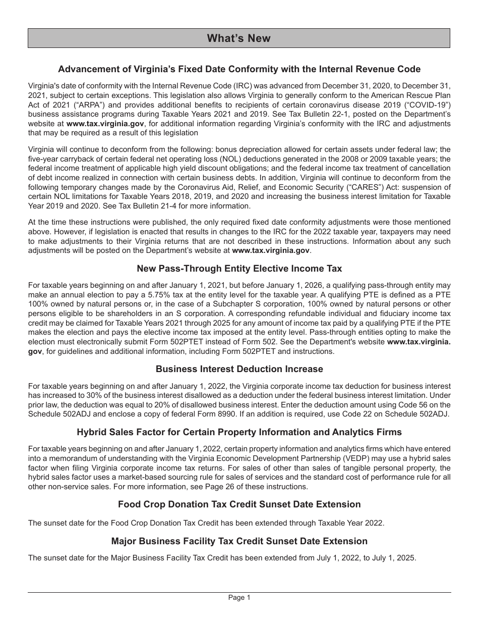 Instructions for Form 502 Pass-Through Entity Return of Income and Return of Nonresident Withholding Tax - Virginia, Page 5