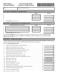 Schedule 502ADJ Pass-Through Entity Schedule of Adjustments - Virginia