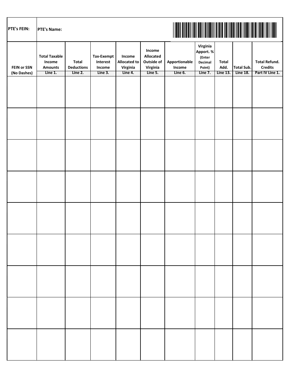 Schedule VK-1 CONSOLIDATED Allows Reporting of Multiple Owners Shares of Income and Virginia Modifications and Credits - Virginia, Page 2
