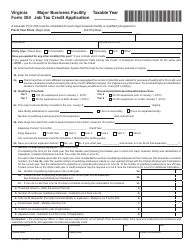 Form 304 Major Business Facility Job Tax Credit Application - Virginia