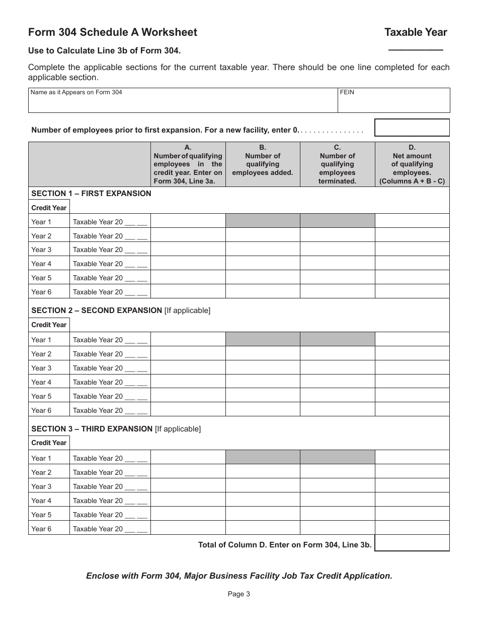 Form 304 Major Business Facility Job Tax Credit Application - Virginia, Page 3