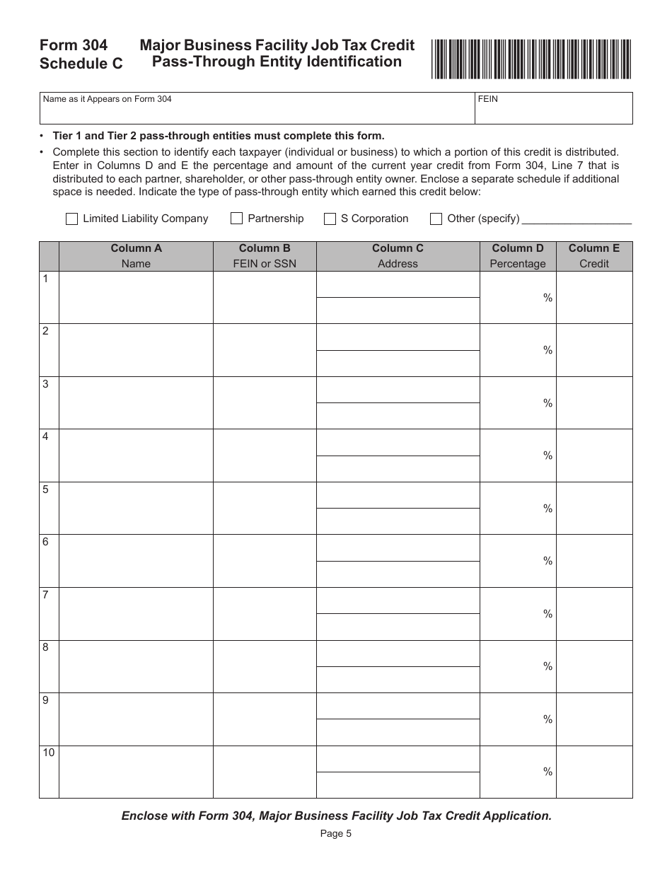 Form 304 Major Business Facility Job Tax Credit Application - Virginia, Page 5