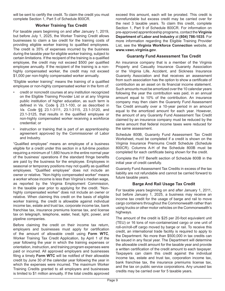 Instructions for Form 800 Virginia Insurance Premiums License Tax Return - Virginia, Page 13