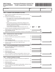 Schedule 800CR Insurance Premiums License Tax Credit Computation Schedule - Virginia, Page 2