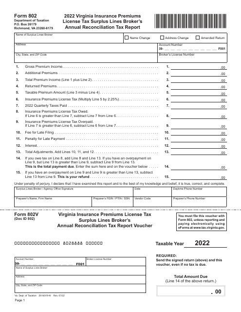Form 802 2022 Printable Pdf