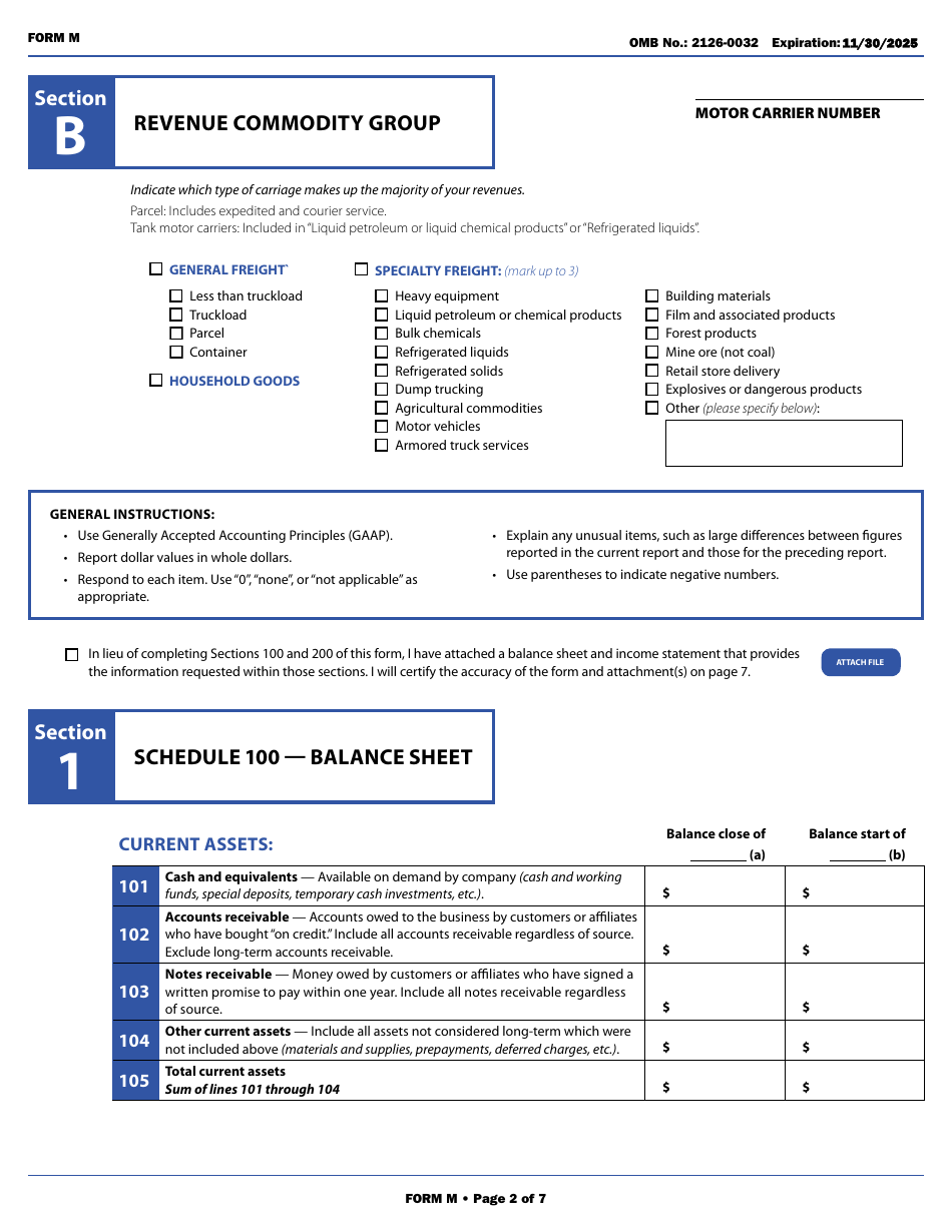 Form M Annual Report Form (Class I  Class II Motor Carriers of Property and Household Goods), Page 8