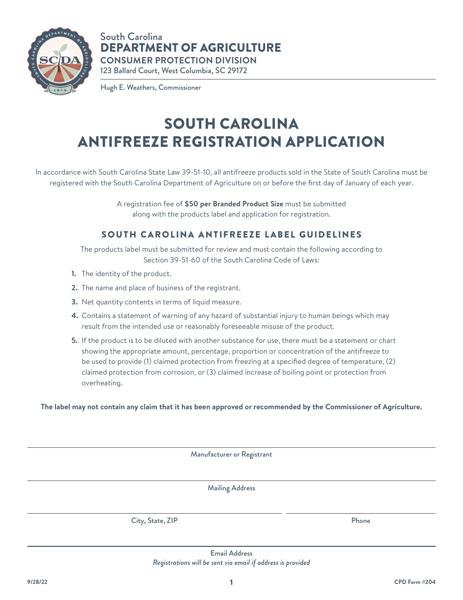 CPD Form 204 - Fill Out, Sign Online and Download Fillable PDF, South ...