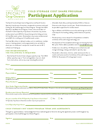 Participant Application - Cold Storage Cost Share Program - South Carolina