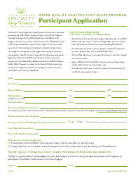 Document preview: Participant Application - Water Quality Analysis Cost Share Program - South Carolina
