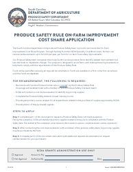 Produce Safety Rule on-Farm Improvement Cost Share Application - South Carolina