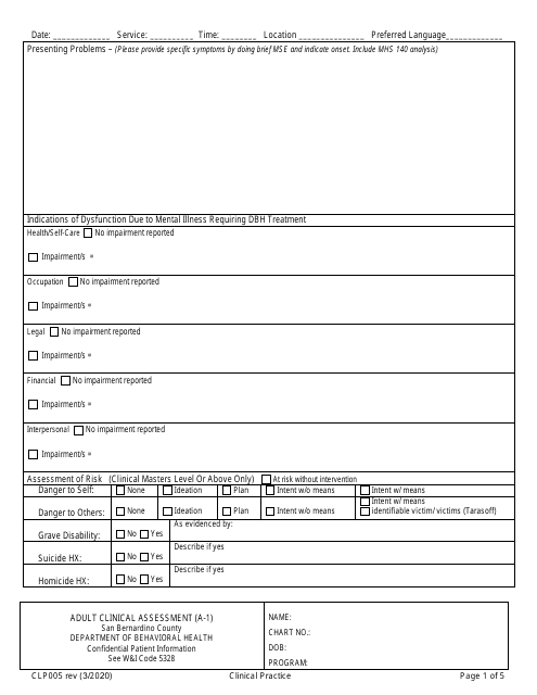 Form CLP005  Printable Pdf