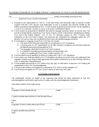 Document preview: Acknowledgement of Subrecipient Language Access Plan Requirement - Georgia (United States)