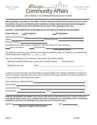 Document preview: Reasonable Accommodation Request Form - Georgia (United States)