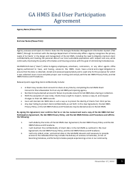 Document preview: Ga Hmis End User Participation Agreement - Georgia (United States)