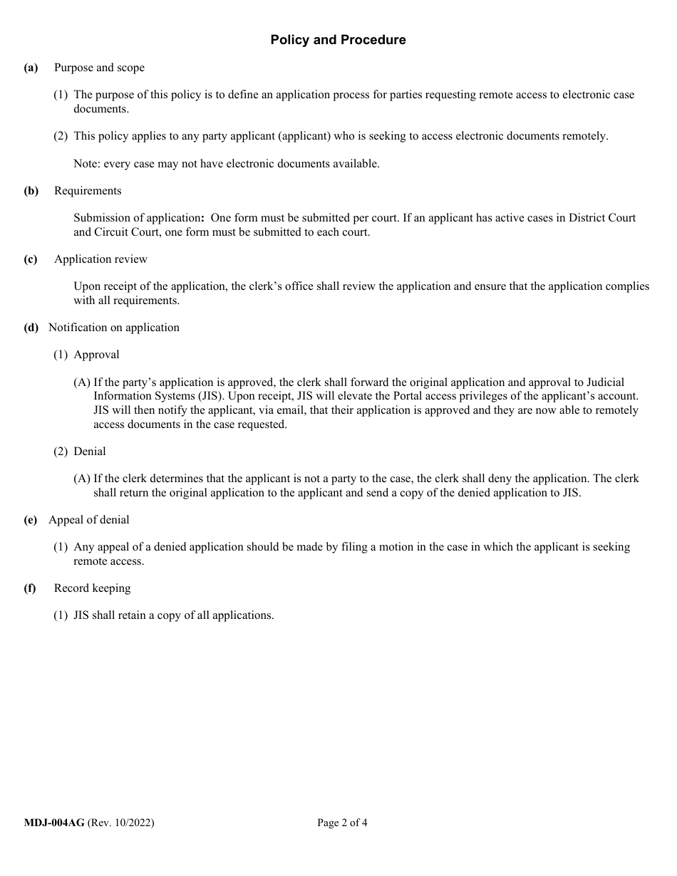 Form MDJ-004AG Application for Guardianship Access to Mdec Cases - Maryland, Page 2