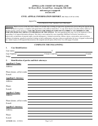 Form ACM-001 Civil Appeal Information Report - Maryland
