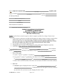 Form CC-DR-063 Parent&#039;s/Guardian&#039;s/Custodian&#039;s Consent/Objection to Change of Name of a Minor - Maryland