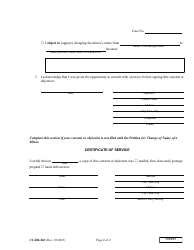 Form CC-DR-063 Parent&#039;s/Guardian&#039;s/Custodian&#039;s Consent/Objection to Change of Name of a Minor - Maryland, Page 2