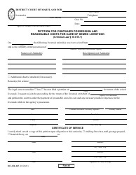Document preview: Form DC-CR-167 Petition for Continued Possession and Reasonable Costs for Care of Seized Livestock - Maryland