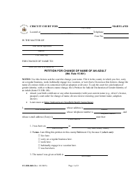 Document preview: Form CC-DR-060 Petition for Change of Name of an Adult - Maryland