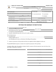 Form CC-CV-081 Petition for Warrant of Restitution - Maryland
